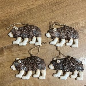 NWT Set of 4 woodlands ornaments Bears